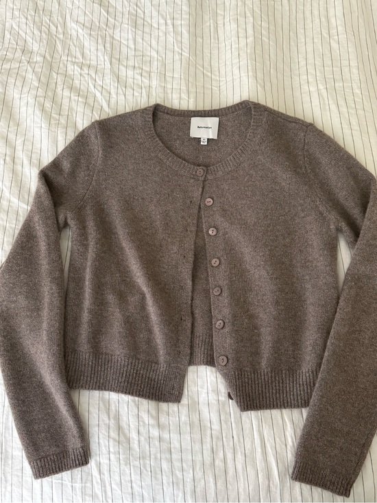 Reformation Sweaters - Reformation Cropped Button-Up Cardigan - Brown Taupe